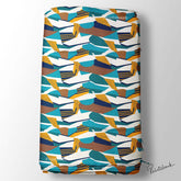 Abstract White Green Designer Printed Fabric